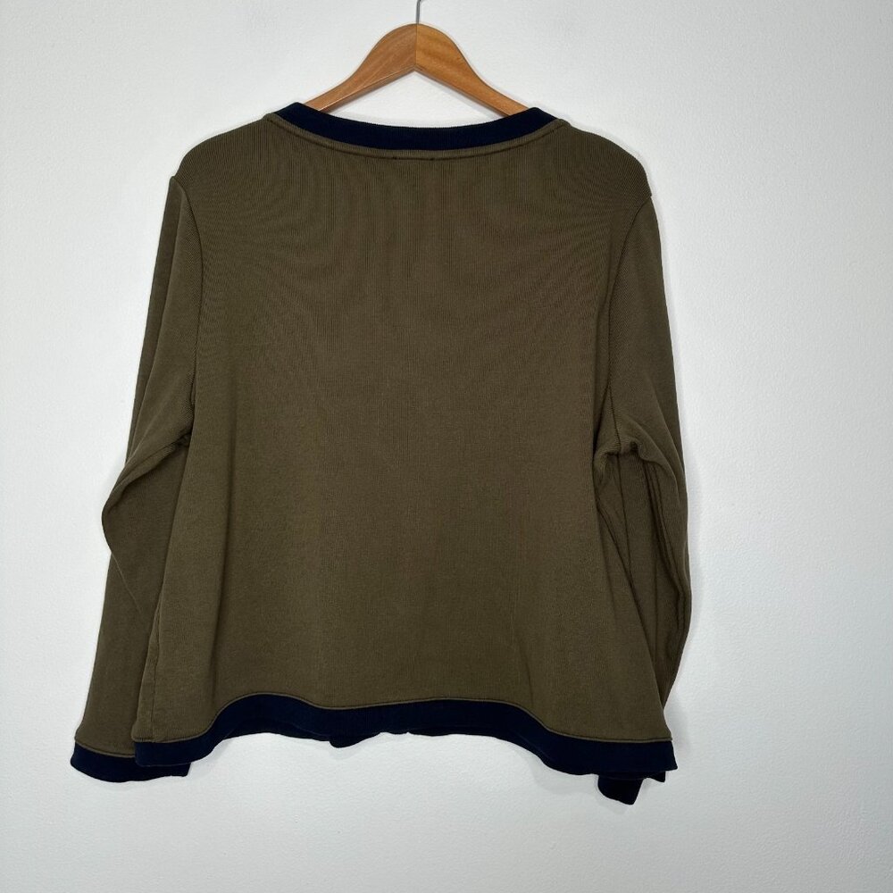 Talbots Patch Pocket Cardigan Sweater Size 2X Green Gold Buttons - Picture 2 of 10